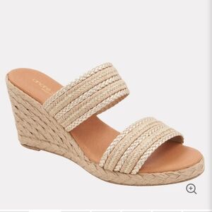 Andre Assous Nolita Natural Platino Stripe Espadrille Wedge Sz EU 41 / Us 9.5-10